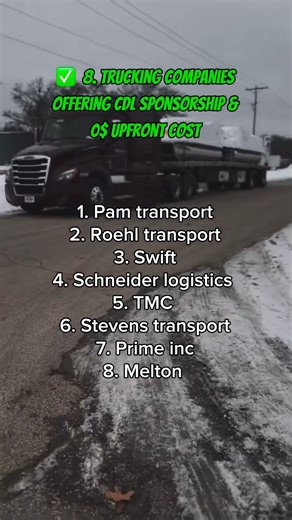 Here are 8 trucking companies that will train you to get your CDL for 0$ upfront cost! #cdltraining
