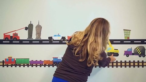 Train Track Wall Decal - 20 Foot Peel & Stick Street Sticker for Walls