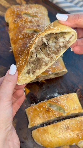 💜 Tara “T” Ippolito on Instagram: "What a great idea for lunch. Comment “link” & I’ll DM you the recipe. The link in my bio will also take you right to my website 🚀. . #stromboli #cheesesteak #lunchideas #snacks"