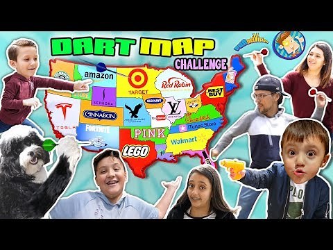 Throwing Darts at a Map & Buying Whatever it Lands on Challenge (FUNnel FV Family Vision)