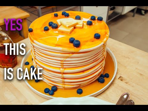 How to Make a Stack of Giant Blueberry Pancakes out of CAKE - With Maple-Infused Buttercream
