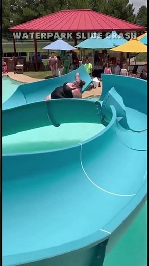Epic Water Slide Crash. No one's hurt! #funny #hilariousfails #amusementpark #fluffyfriends #fat