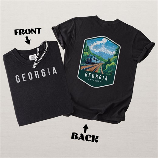 Georgia Scenic Badge Shirt, Atlanta Travel Souvenir Tee, Vintage Peach State Landmark Art Shirt, Comfort Colors - Etsy Canada