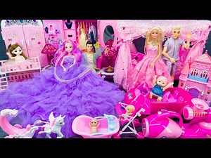 20 Minutes Satisfying Unboxing Barbie Princess Bedroom Royal Wedding Dress Up Playset ASMR Review