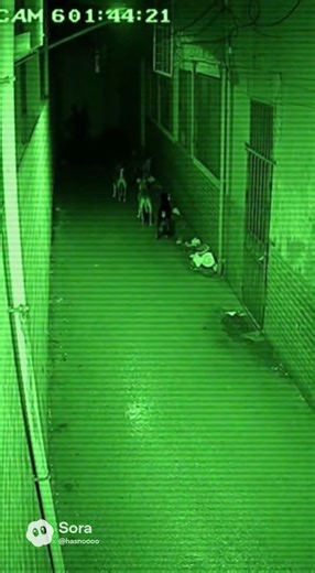 Night-Vision Camera Records Dogs Reacting to a Faint Shape #cctv #backroomsstyle #horror #ghost