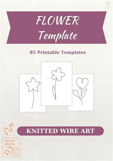 85 Design Flower Knitted Wire Art Template Flower Bending Guide Garden Printable Pattern Spring Knitted Rope Tricotin Flower Shape Package - Etsy