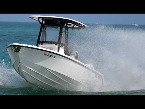 Haulover Inlet Vs. Reef Runner 230 Open Fishing Boat With Single Mercury 300 HP V8 Outboard 4K UHD