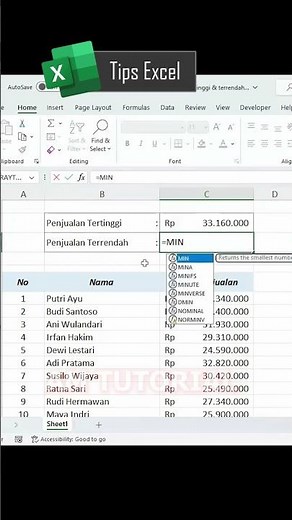 Tutorial on displaying highest and lowest sales in Microsoft Excel #fypシ #office #exceltips
