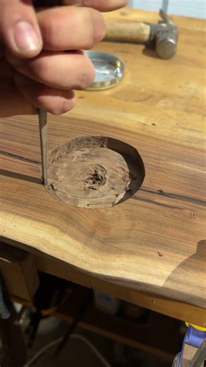 carving out the shape of an electrical pancake 🥞 box for my black walnut sconce light