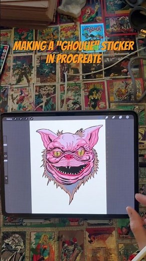 Making A “Ghoulie” Sticker In Procreate! #horrorart #stickerart