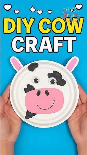 DIY Paper Plate Cow Craft | Easy Animal Craft for Kids #diy #craft #craftyfun #kids