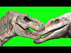 JURASSIC PARK III T Rex vs Spino (Tyrannosaurus Spinosaurus dinosaur fight animation green screen)