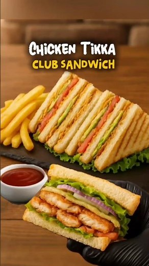 Club Sandwich Recipe | Restaurant Style Chicken Tikka Club Sandwich #trending #cooking #asmr