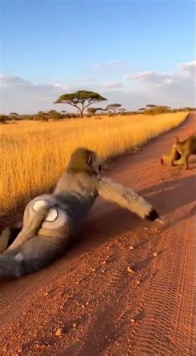 Baboon's Hilarious Safari Mishap! 🐒😂 #Baboon #Safari #AnimalAntics #FunnyAnimals