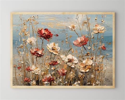 Textured Wildflower Field Wall Art Printable,abstract Floral Botanical Landscape, Rustic Farmhouse Canvas Digital Print, Instant Download 49 - Etsy Canada