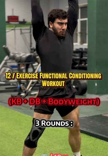 🚀 12-Exercise Functional Conditioning Workout 🎯 (KB DB Bodyweight) ✅ 3 Rounds : #crossfit #viral #fitness #workout #fypシ゚viral