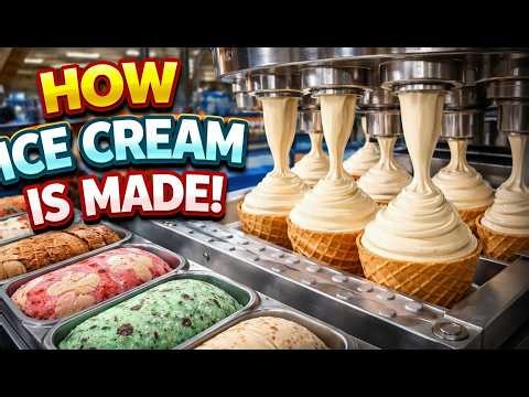 How Ice Cream Is Made in Factory (Satisfying Full Process)