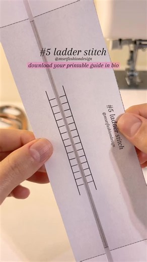 Mset Fashion Design on Instagram: "How to sew #5 ladder stitch- 10 stitches you need to know: To sew a ladder stitch, thread a needle with matching thread and tie a small knot at the end. Begin by inserting the needle inside one folded edge and make a small stitch, then insert the needle into the opposite folded edge and make a stitch of the same length. Continue alternating stitches between the two edges, keeping them evenly spaced. Gently pull the thread to close the opening. At the end, secur