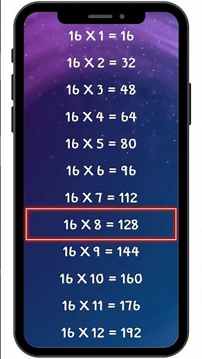 Multiplication table 16, practice memorizing multiplication tables, teaching media for children #...