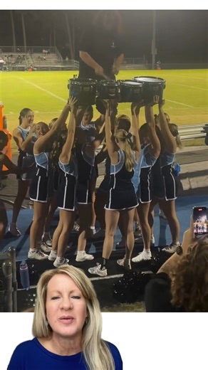 Building school spirit means you incorporate everyone that is part of school spirit! Check out this drummer! What a creative way to bring the band and cheer team together! What do you do to build school spirit and include everyone? | Cheer Coach Academy