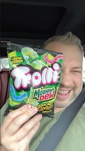 Trying Trolli x Mountain Dew Sour Brite Crawlers #candy #snacks #foodreview #mountaindew
