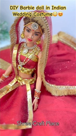DIY Wedding Costume for Barbie Doll😳 #viral #art #shorts #trending