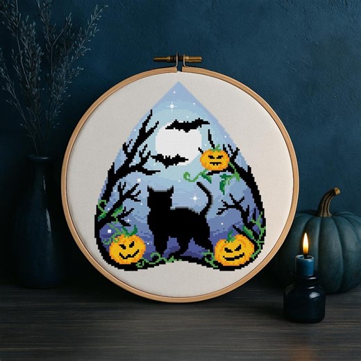 Halloween Cat Cross Stitch Pattern Digital Format - PDF - Etsy