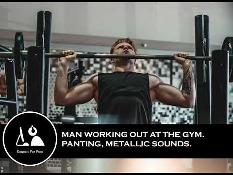 Sound Effects - Man working out at the gym. Panting, metallic sounds SFX.