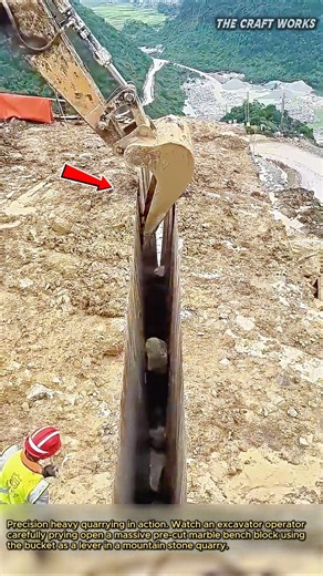 Moving Tons of Solid Marble with Heavy Machinery #heavyequipment #excavator #marble #rockquarry