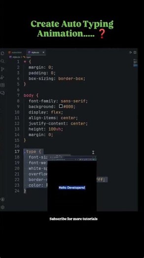 Auto Typing Animation using HTML & CSS #html #css #animation #tech #explorepage