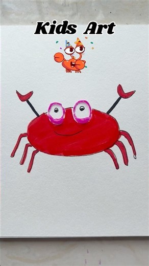Cute Crab 🦀 Drawing for kids #shorts #ytshorts #youtubeshorts #shortsfeed #art #kids