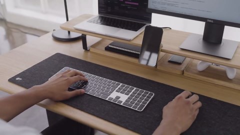 Oakywood Dual Monitor Stand - Handmade in EU - Natural Wood Monitor Stand Riser - Laptop Accessories – 220 lbs (100 kg) Capacity - 41.3"x9" (105x23 cm) – 100% Natural Black Stained Oak