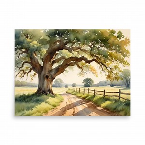 Oak Alley Plantation Print: Louisiana Oak Tree Watercolor Art - Etsy