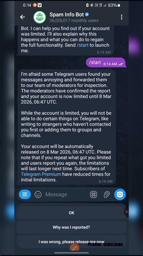 Telegram "Spam" Problem Solve ✅ | Telegram Message Not Sending. #shorts