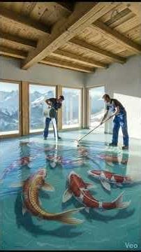 3D Koi Fish Epoxy Floor 😱 | Aquarium Floor Inside Luxury Mountain House | 3D Fish Floor Designs