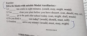 Exercise：Fill in the blanks with suitable Modal Auxiliaries：－... | Filo