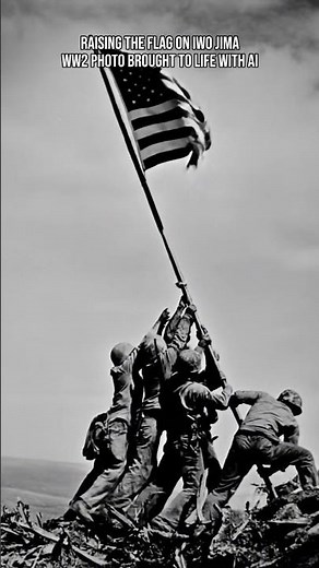 Iconic WWII Photo: Raising the Flag on Iwo Jima, The Moment of Victory (1945)