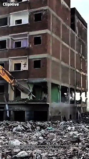 Step-by-Step Controlled Building Demolition Using an Excavator #worker #process #demolition