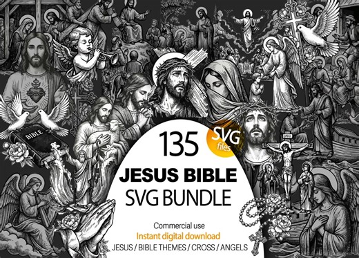 Jesus Christ Bible SVG, Bible Scenes Clipart, Christian Religious, Angel Vector, Digital Download, Gospel Illustration, Faith Designs - Etsy