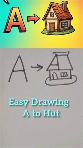 A to Z series (1)Draw a hut with the letter A step by step🏠#video #shorts #easy drawing...