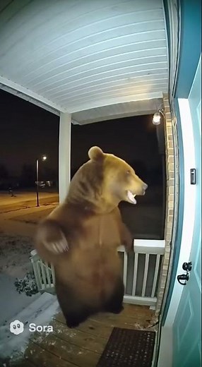 Bear caught on camera ringing doorbell! 🐻📹 #shorts