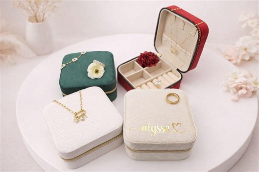 Personalized Jewelry Box Velvet Gift Organizer Rings Custom Name Bridal Bride Wedding Girlfriend Valentine Arabic Birthday Holiday for Her - Etsy