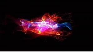 Download a colorful abstract painting of a fish on a black background for free