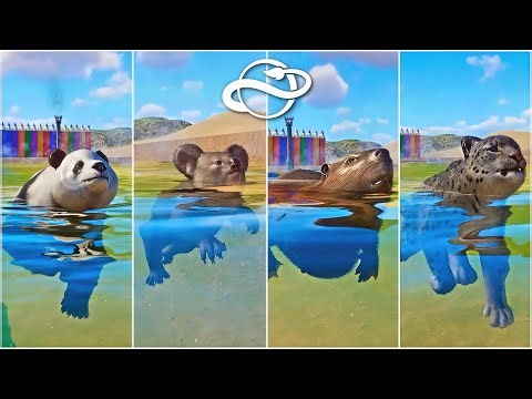 Wild Animals Swimming Race in African Desert | Koala, Beaver, Black Wildebeest, Snow Leopard, Bison