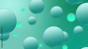 Animated green 3d circular balls moving around designed as background