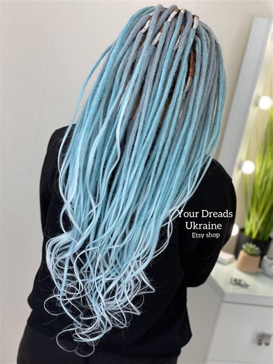 Blue Synthetic Dreads Dreadlock Extensions Double Ended Dreads - Etsy
