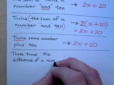 Prealgebra - Part 48 (Translate to Algebraic Expressions)