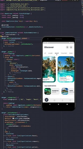 Smart dev | Flutter Travel App UI (part 1) 💙 Do you like it? Check my bio for source code. Inspired by a dribbble design.... | Instagram