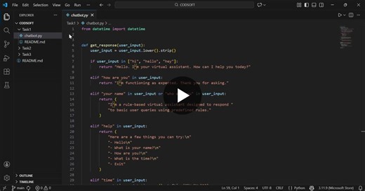 #codsoft #internship #python #chatbot #learning | GokulaKannan Premanand