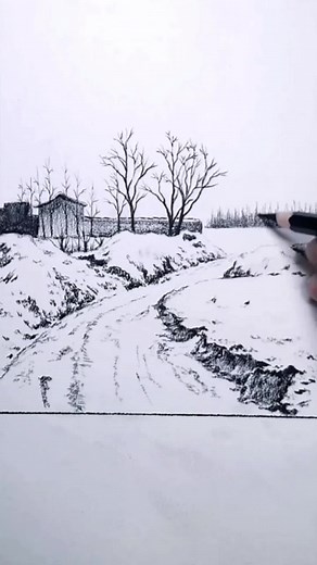 Snow Sketch Drawing Tutorial with Pencil